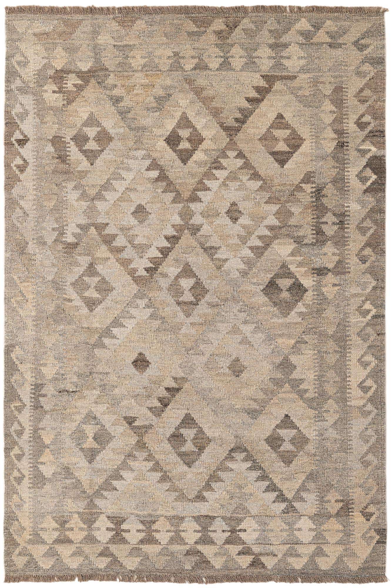 4' x 5' 9 Hand Woven Kilim Maymana Wool Rug
