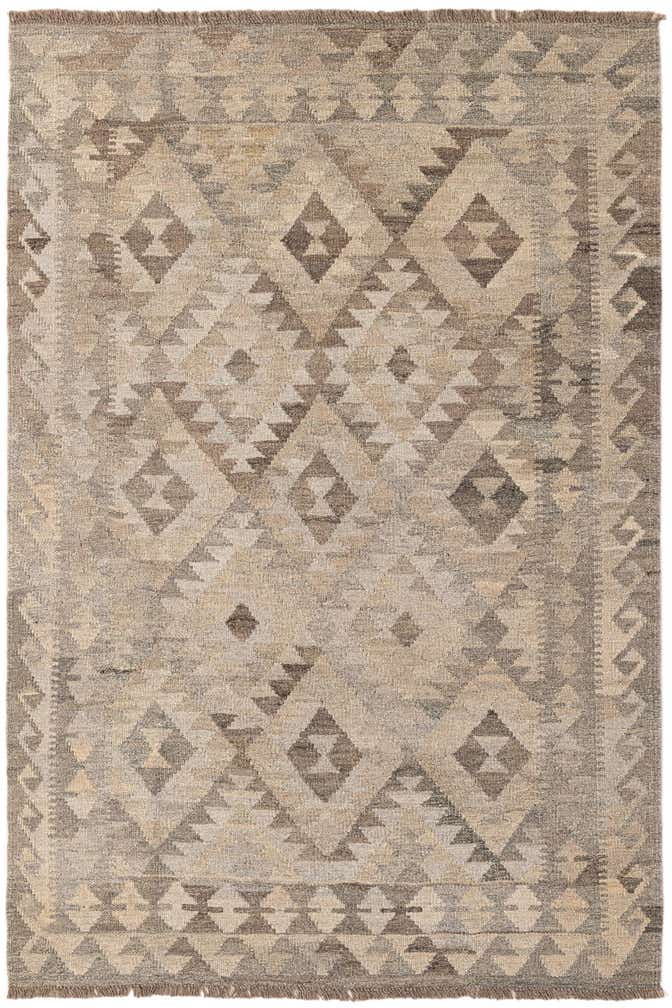 4' x 5' 9 Hand Woven Kilim Maymana Wool Rug