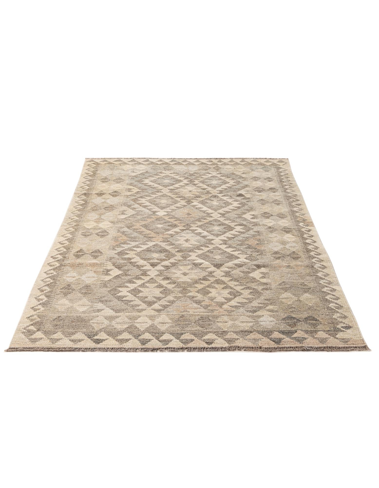 3' 10 x 6' 4 Hand Woven Kilim Maymana Wool Rug