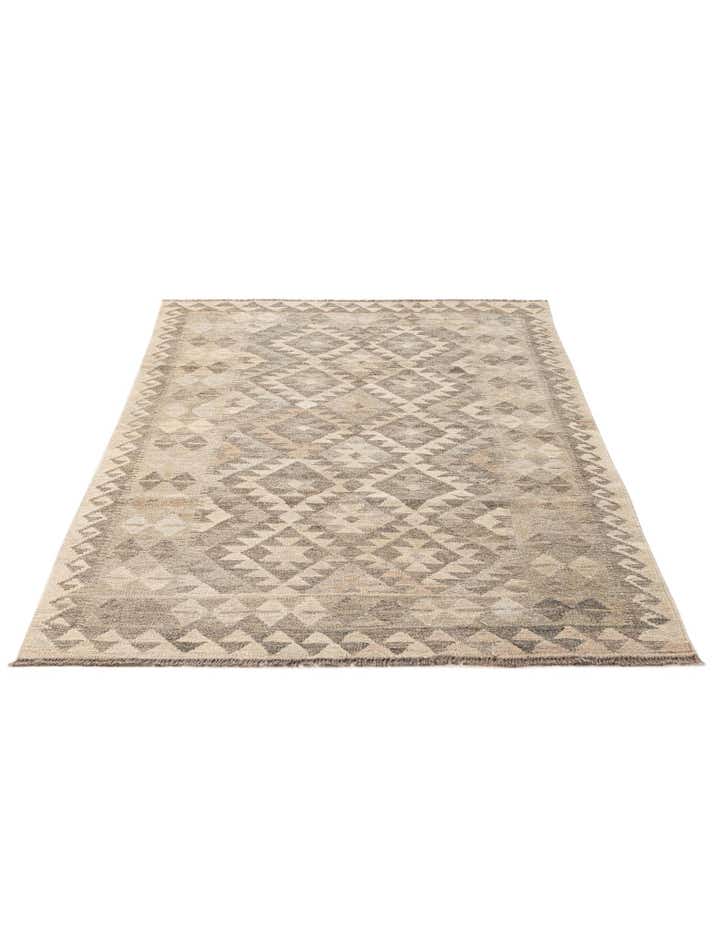 3' 10 x 6' 4 Hand Woven Kilim Maymana Wool Rug
