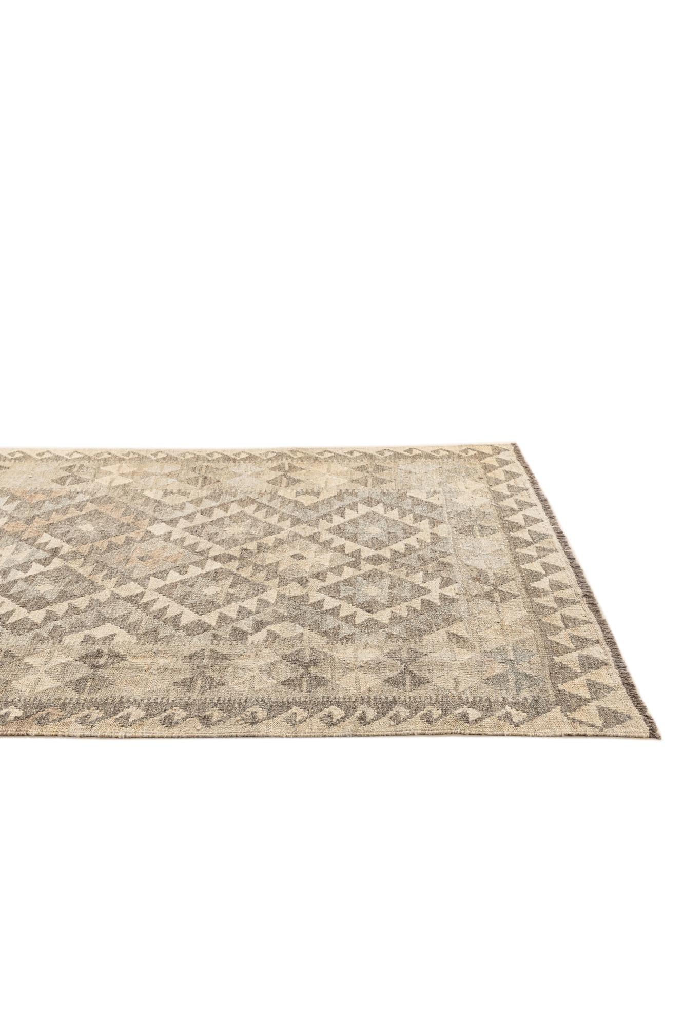 3' 10 x 6' 4 Hand Woven Kilim Maymana Wool Rug