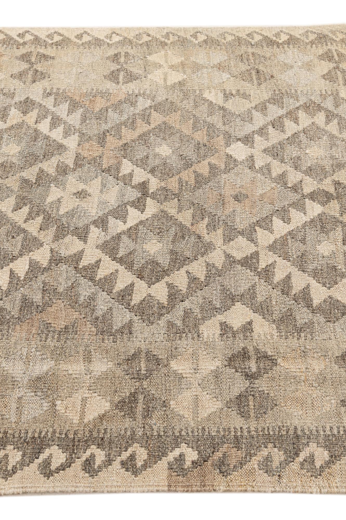 3' 10 x 6' 4 Hand Woven Kilim Maymana Wool Rug
