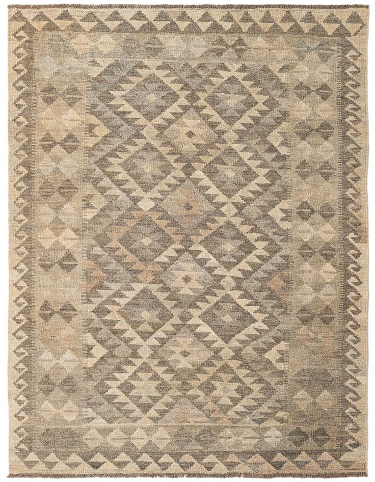 Detail image of 3' 10 x 6' 4 Hand Woven Kilim Maymana Wool Rug