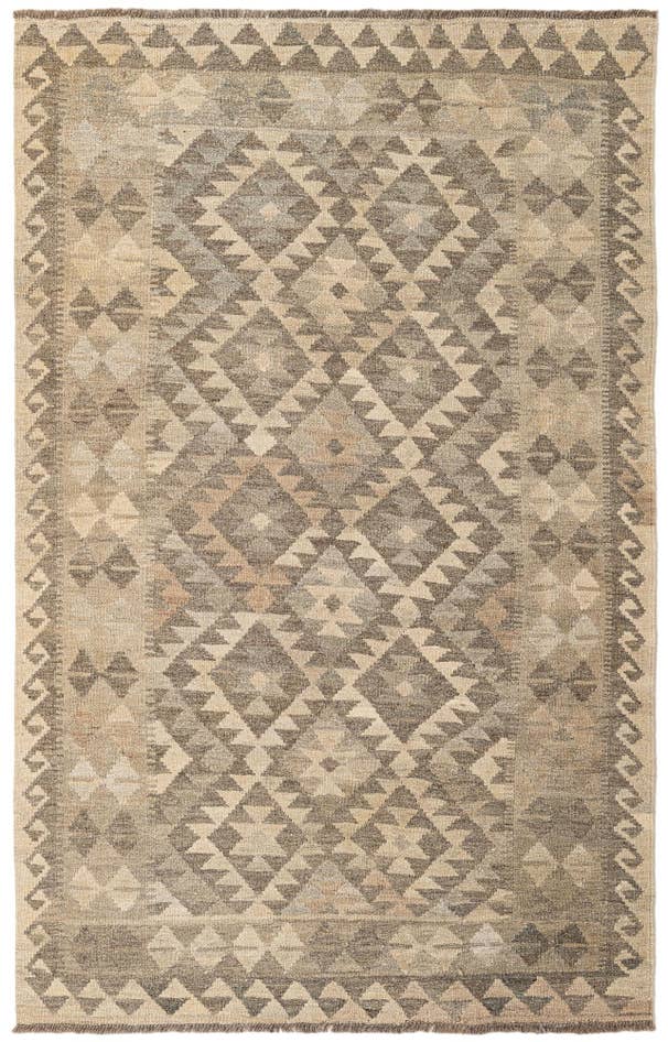 Detail image of 3' 10 x 6' 4 Hand Woven Kilim Maymana Wool Rug