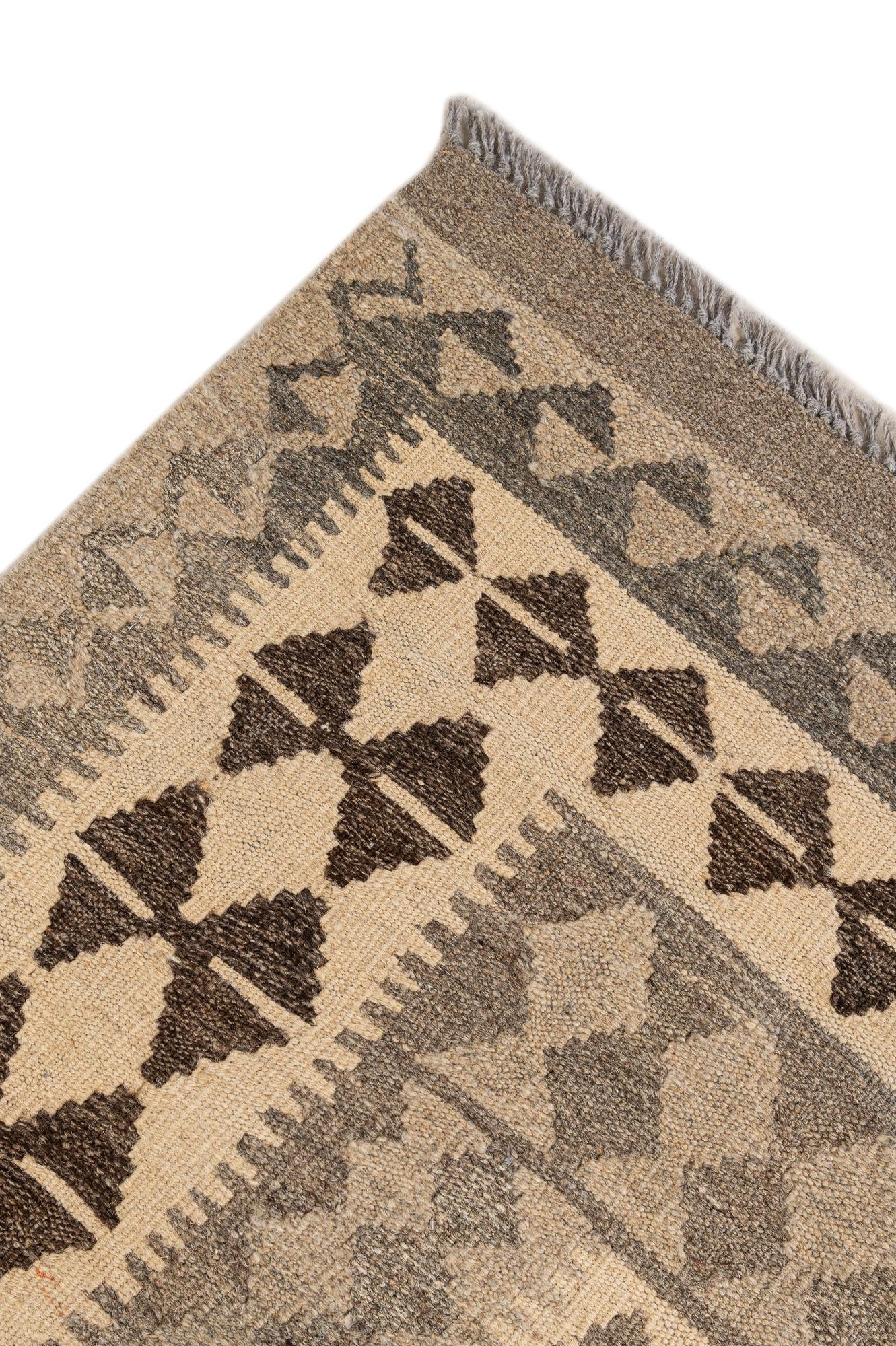 3' 11 x 6' 3 Hand Woven Kilim Maymana Wool Rug