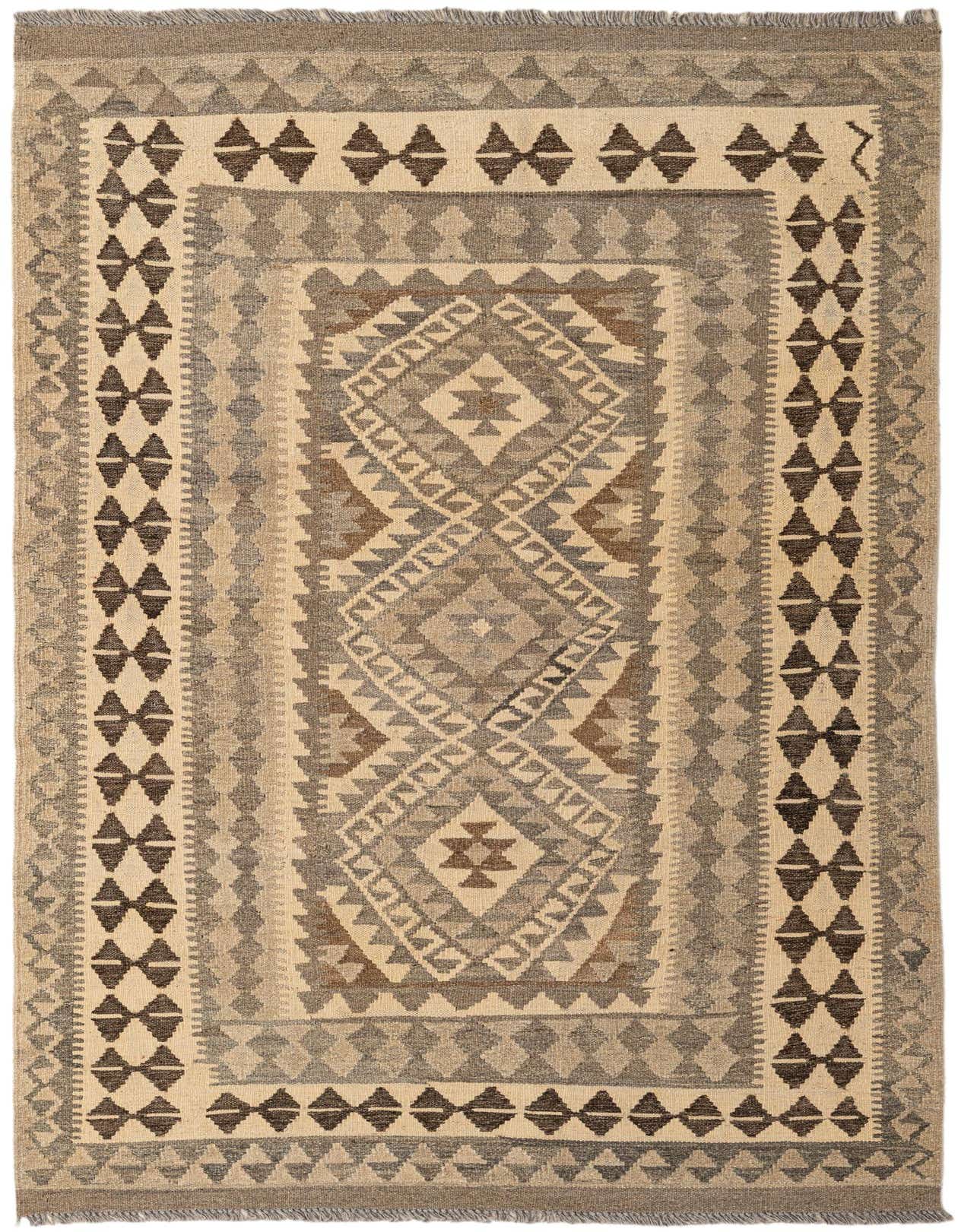 Primary image 3' 11 x 6' 3  Hand Woven Kilim Maymana Wool Rug
