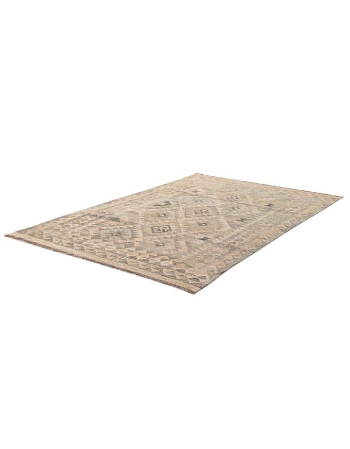 4' x 6' 4 Hand Woven Kilim Maymana Wool Rug