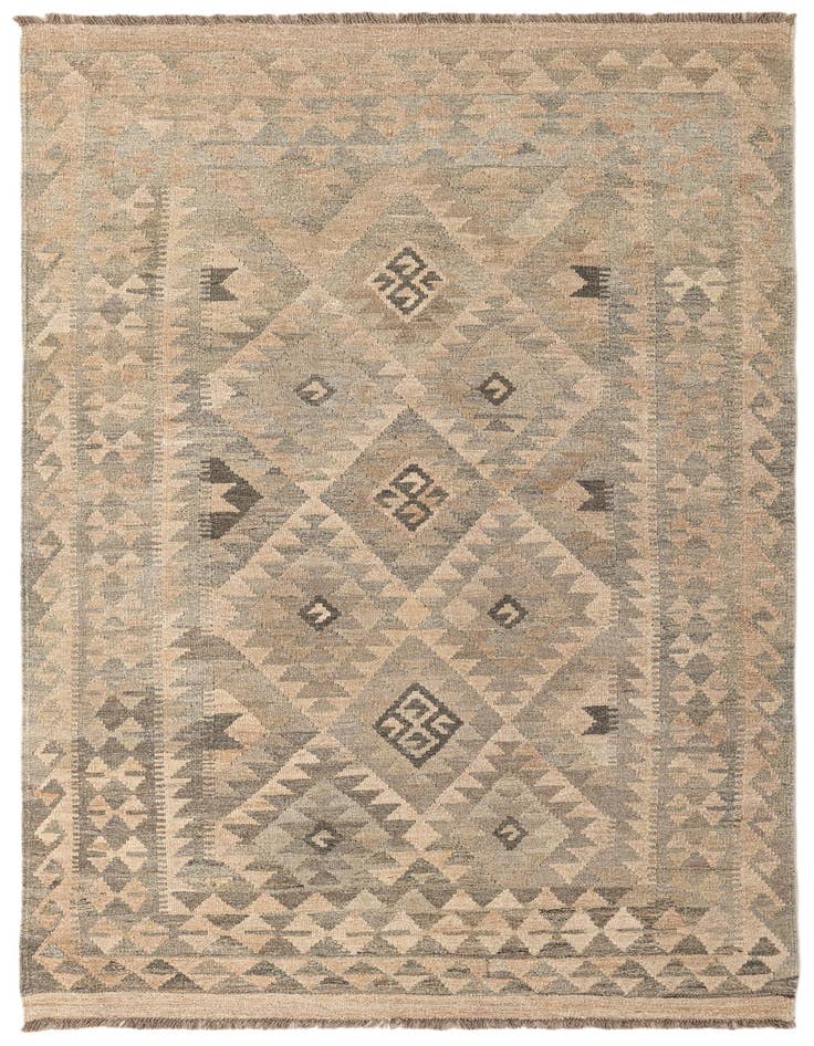 Detail image of 4' x 6' 4 Hand Woven Kilim Maymana Wool Rug