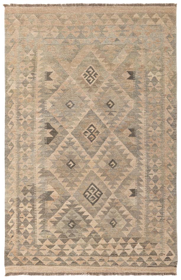 Detail image of 4' x 6' 4 Hand Woven Kilim Maymana Wool Rug