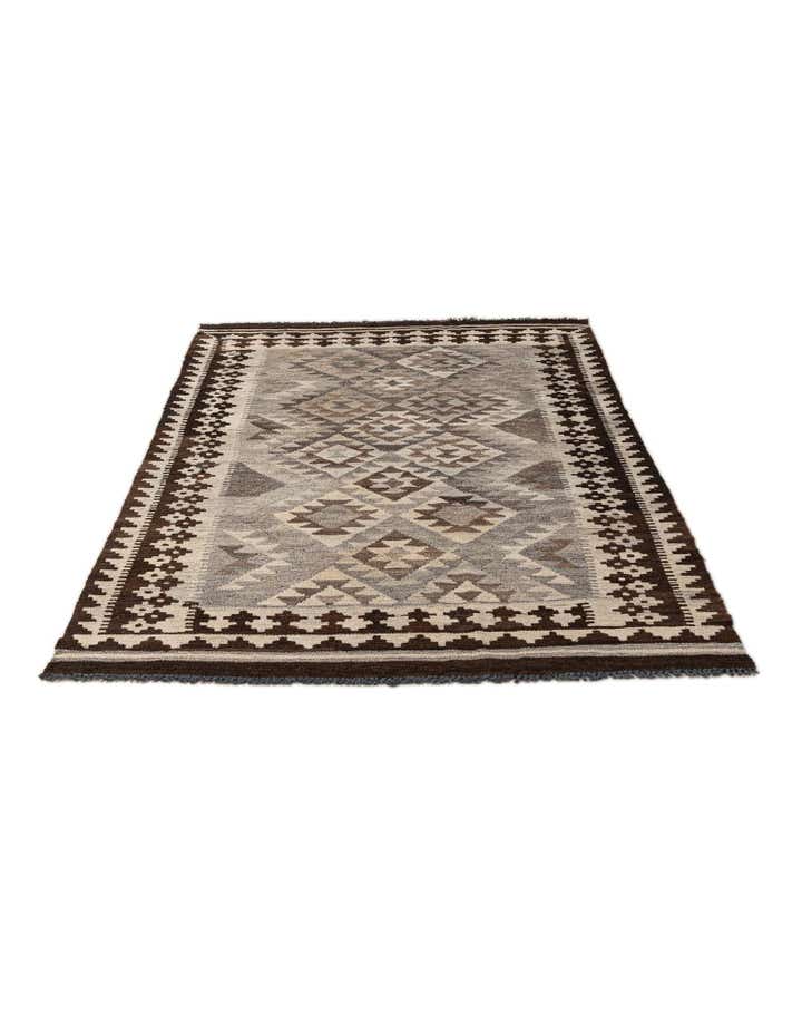 3' 10 x 6' 3 Hand Woven Kilim Maymana Wool Rug