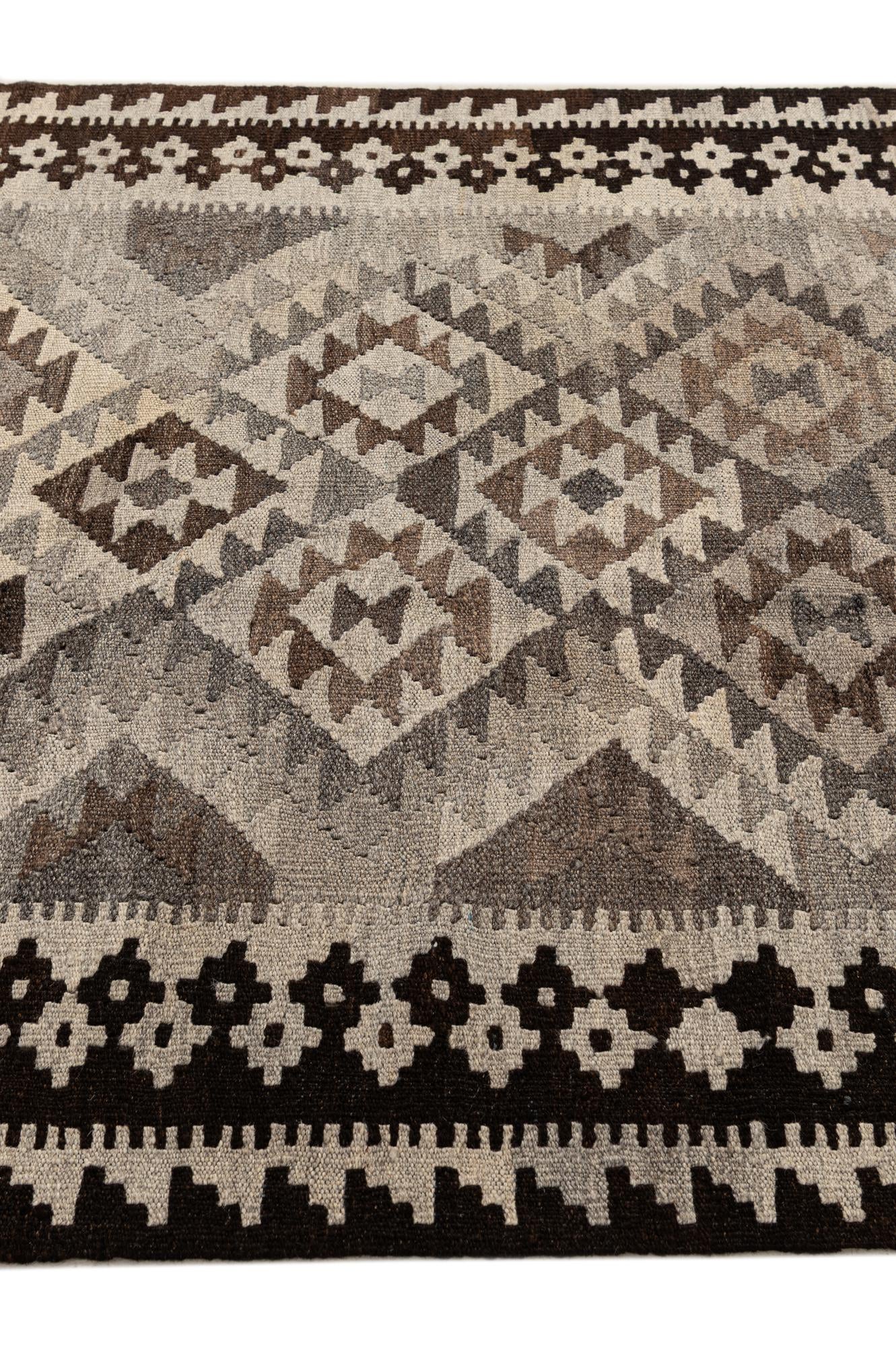 3' 10 x 6' 3 Hand Woven Kilim Maymana Wool Rug