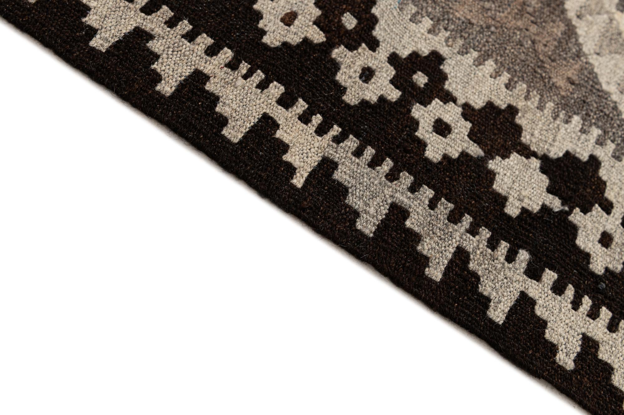 3' 10 x 6' 3 Hand Woven Kilim Maymana Wool Rug