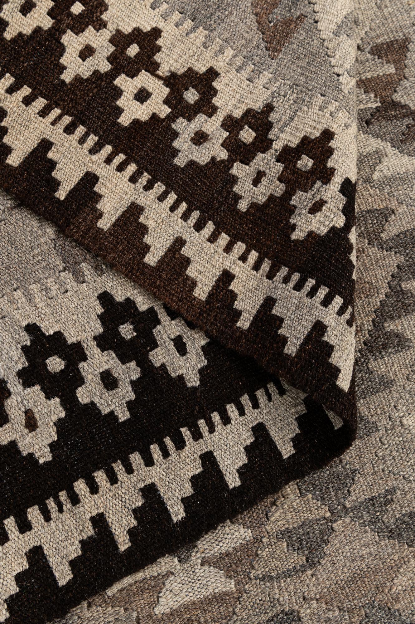 3' 10 x 6' 3 Hand Woven Kilim Maymana Wool Rug