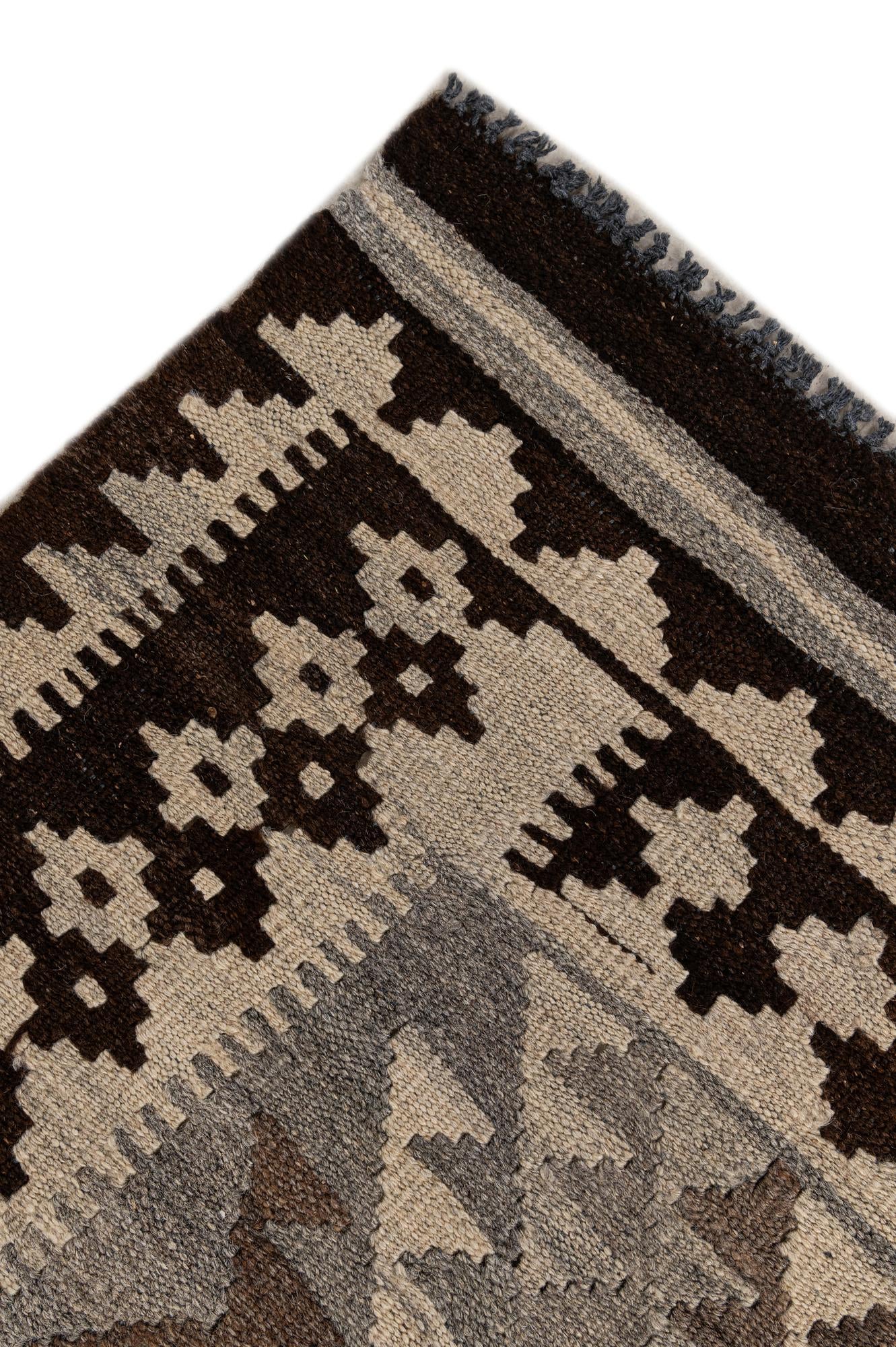 3' 10 x 6' 3 Hand Woven Kilim Maymana Wool Rug