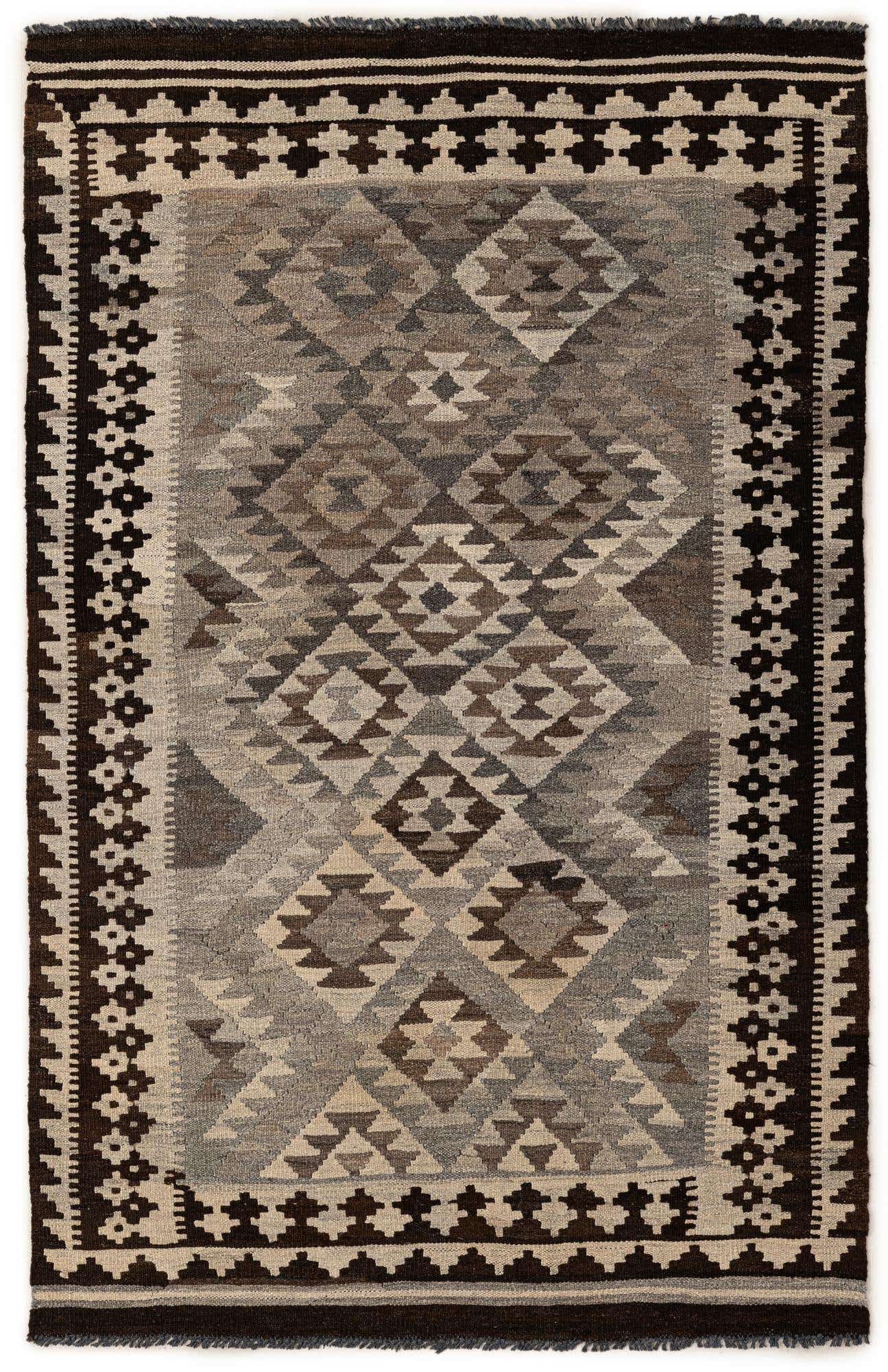 3' 10 x 6' 3 Hand Woven Kilim Maymana Wool Rug