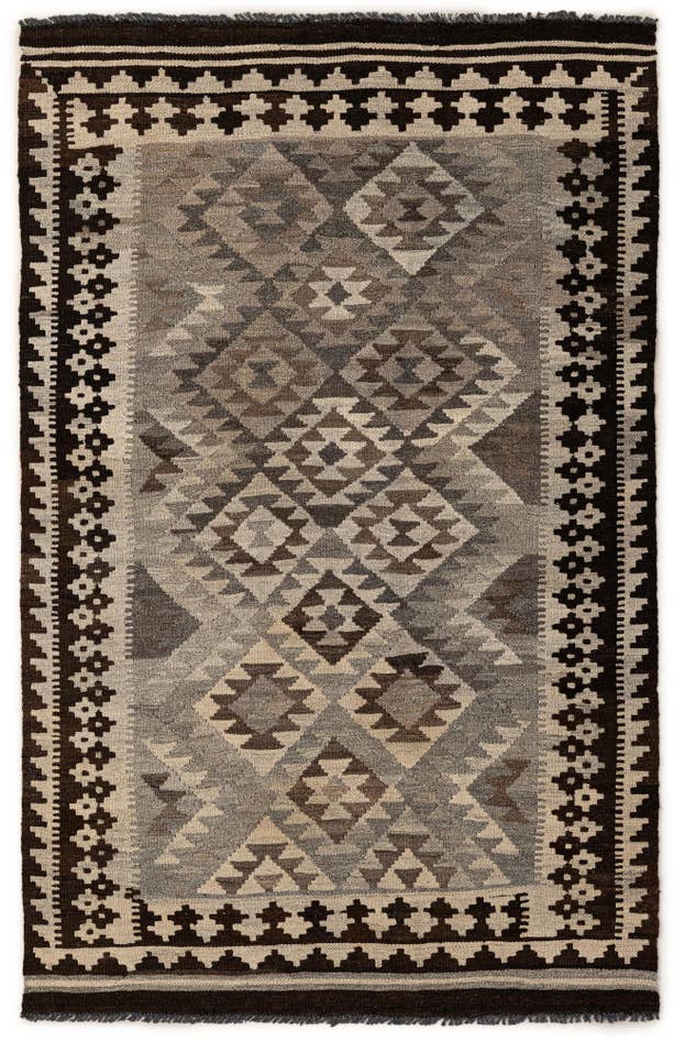 Detail image of 3' 10 x 6' 3 Hand Woven Kilim Maymana Wool Rug