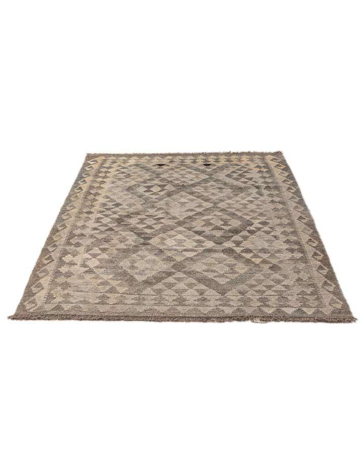4' 2 x 6' 2 Hand Woven Kilim Maymana Wool Rug