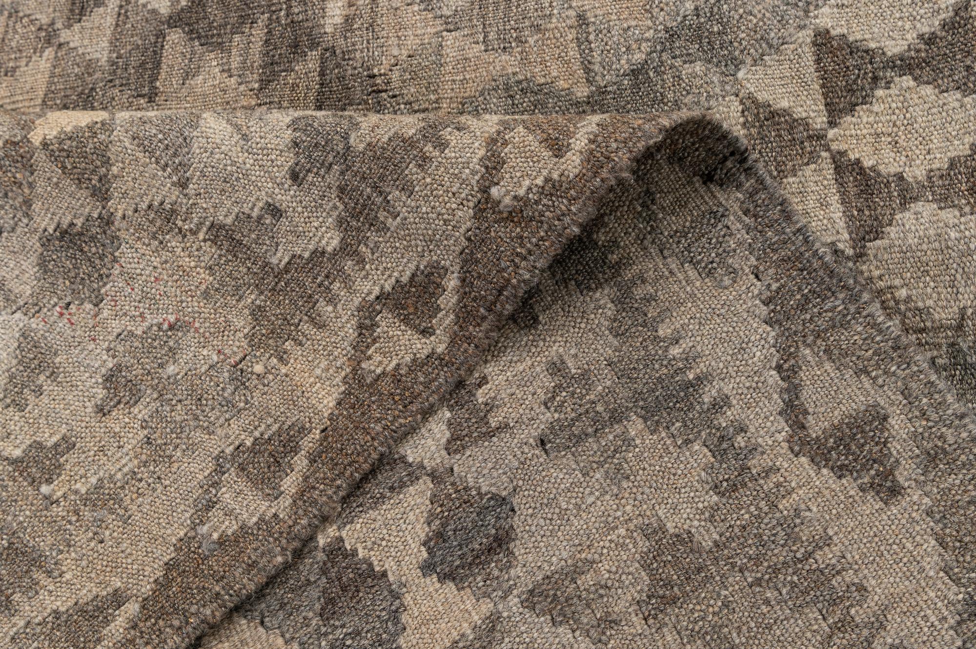 4' 2 x 6' 2 Hand Woven Kilim Maymana Wool Rug