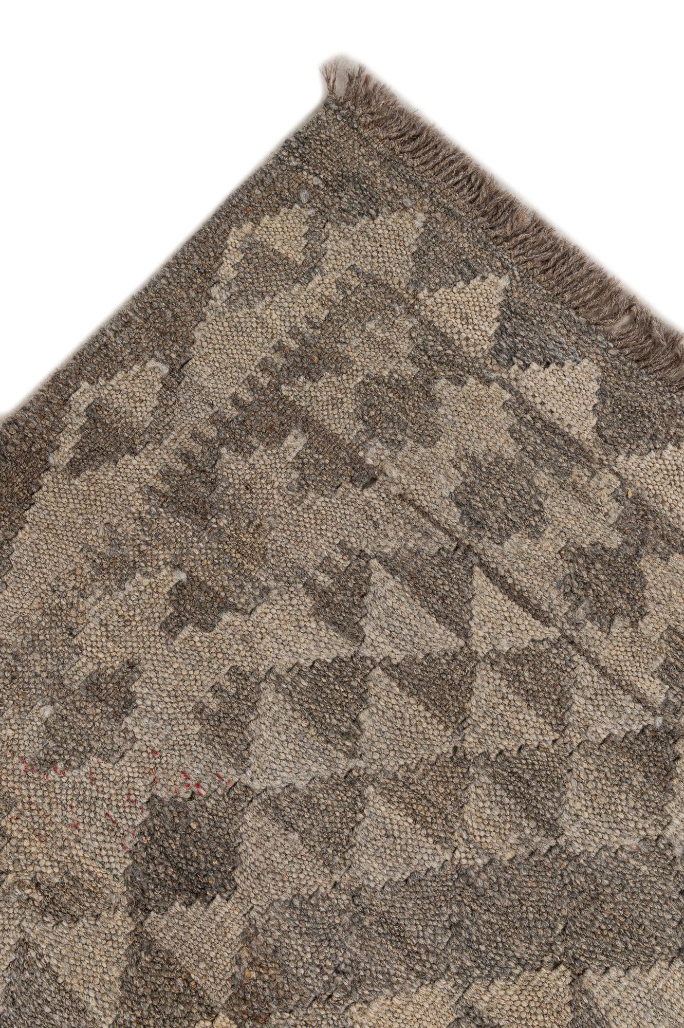 4' 2 x 6' 2 Hand Woven Kilim Maymana Wool Rug