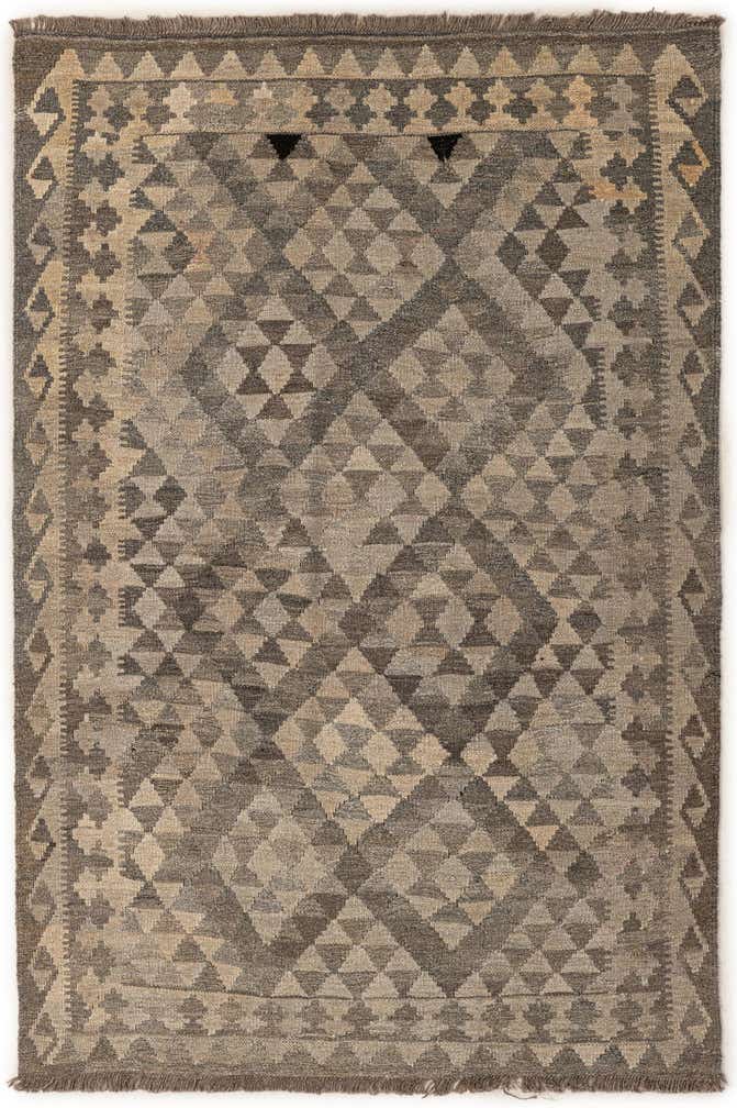 4' 2 x 6' 2 Hand Woven Kilim Maymana Wool Rug