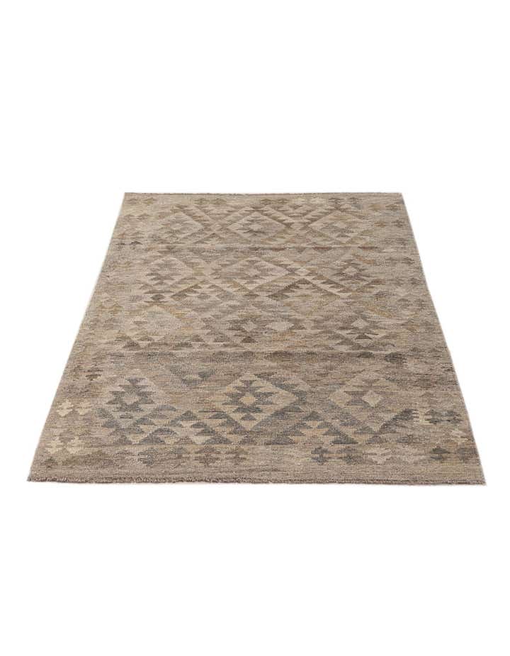 3' 10 x 6' 5 Hand Woven Kilim Maymana Wool Rug