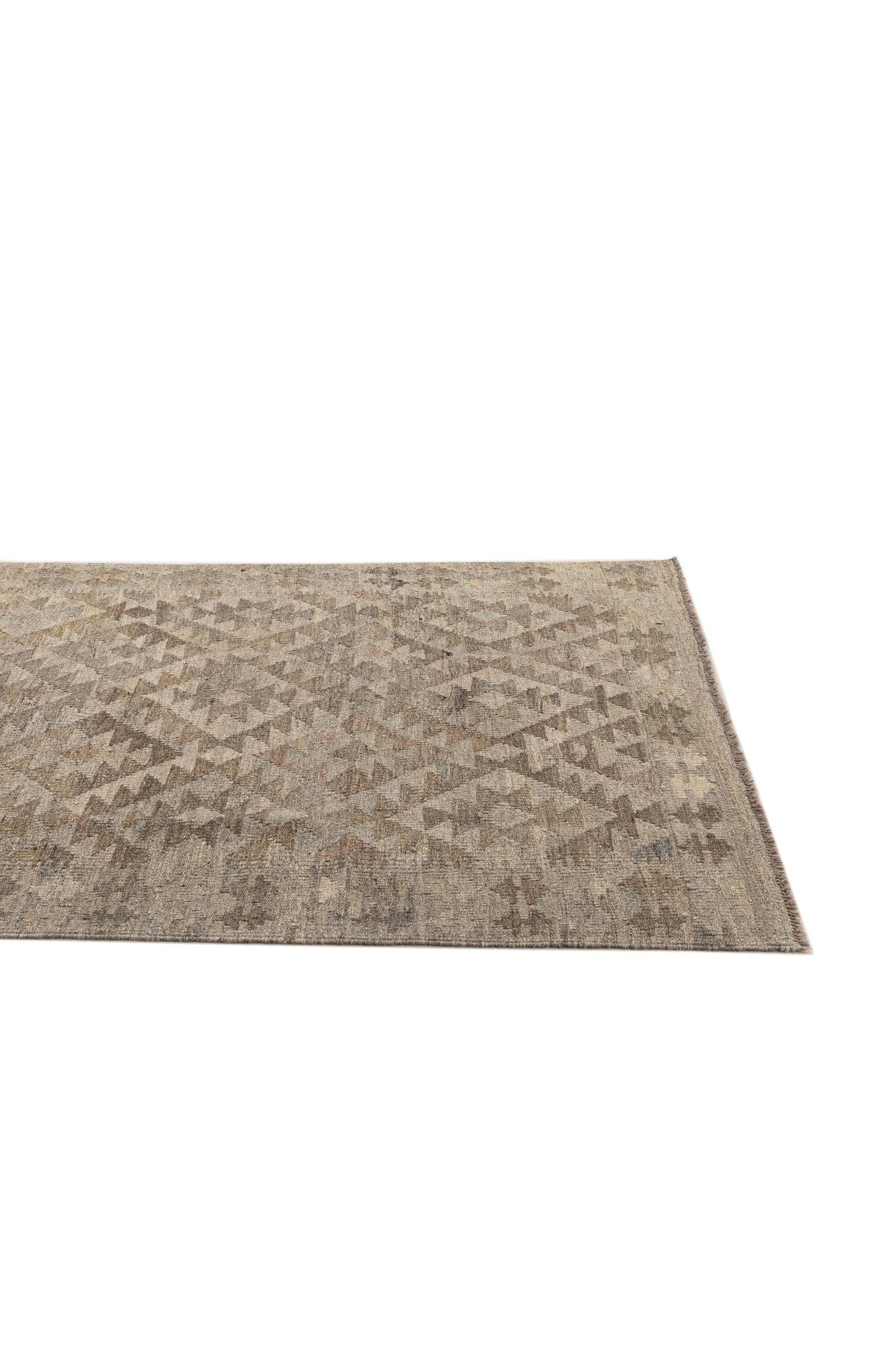 3' 10 x 6' 5 Hand Woven Kilim Maymana Wool Rug