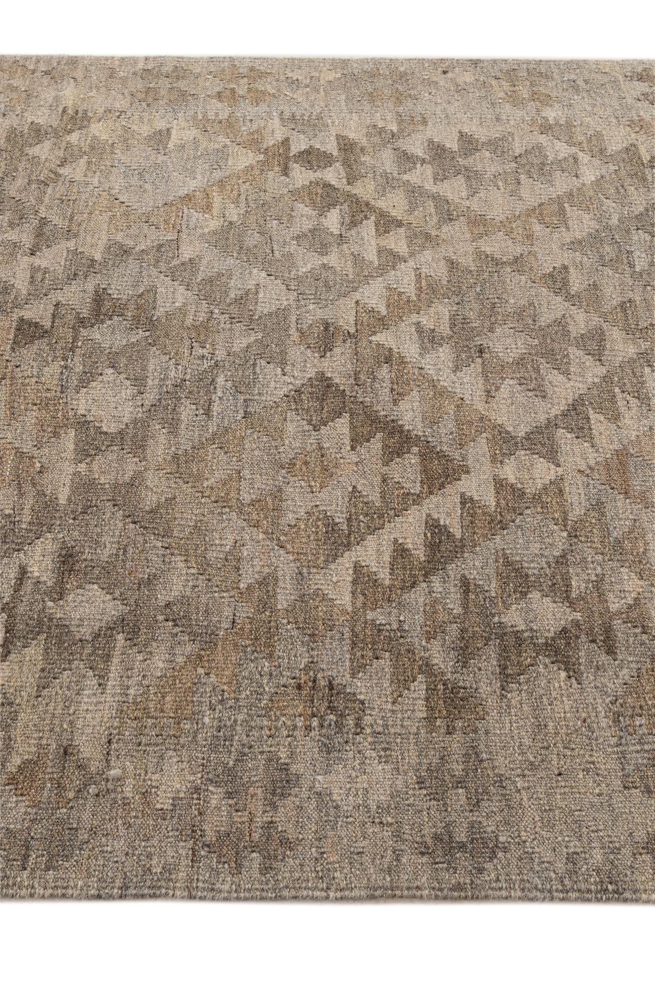 3' 10 x 6' 5 Hand Woven Kilim Maymana Wool Rug