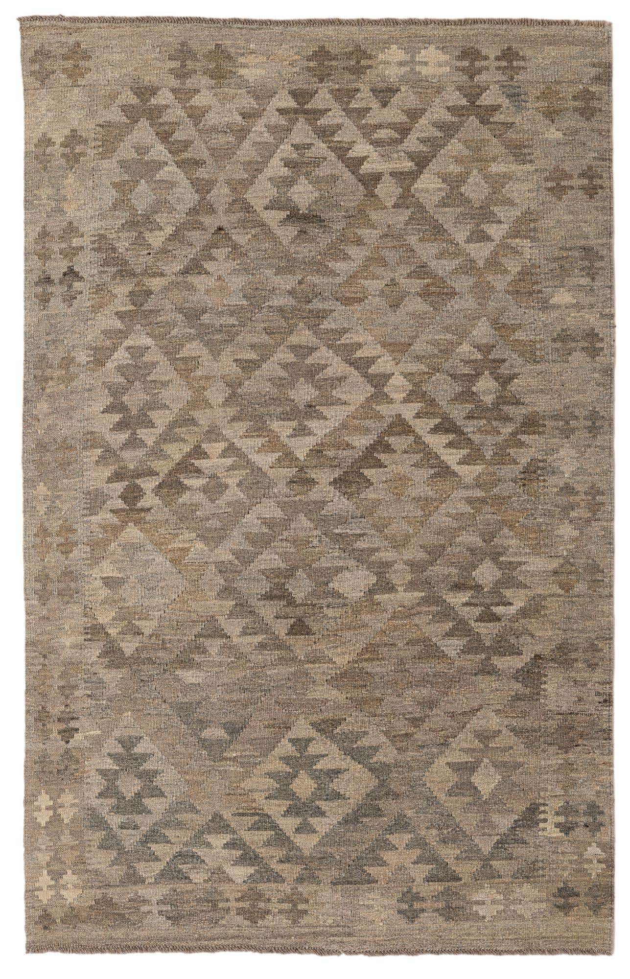 3' 10 x 6' 5 Hand Woven Kilim Maymana Wool Rug