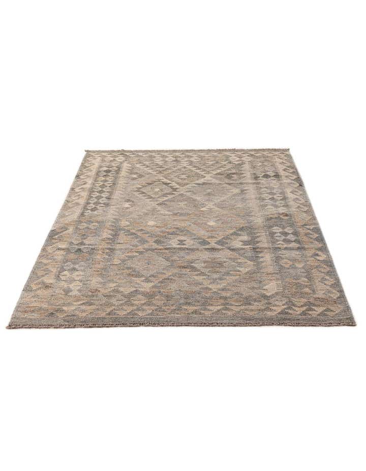 4' x 6' 6 Hand Woven Kilim Maymana Wool Rug