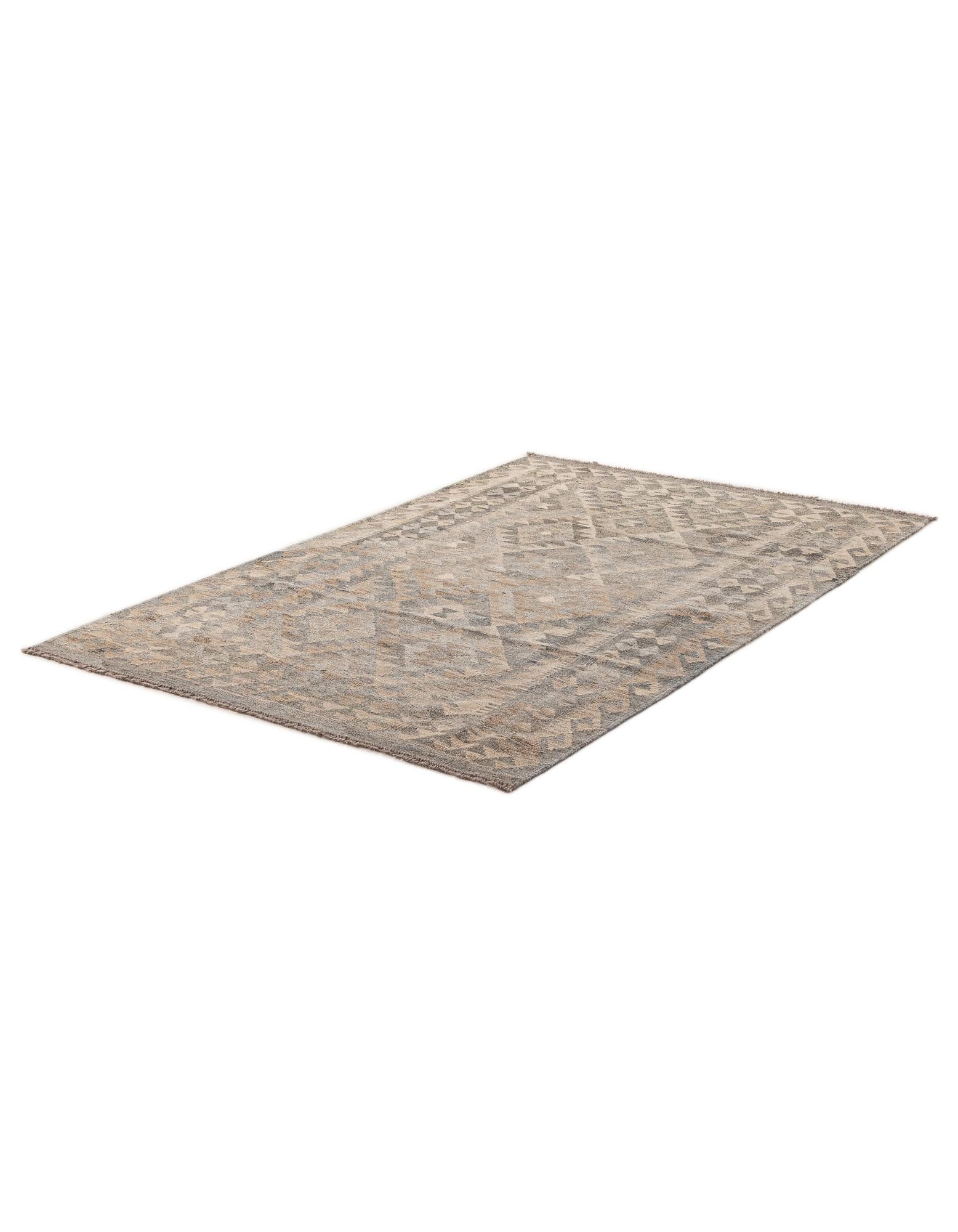 4' x 6' 6 Hand Woven Kilim Maymana Wool Rug