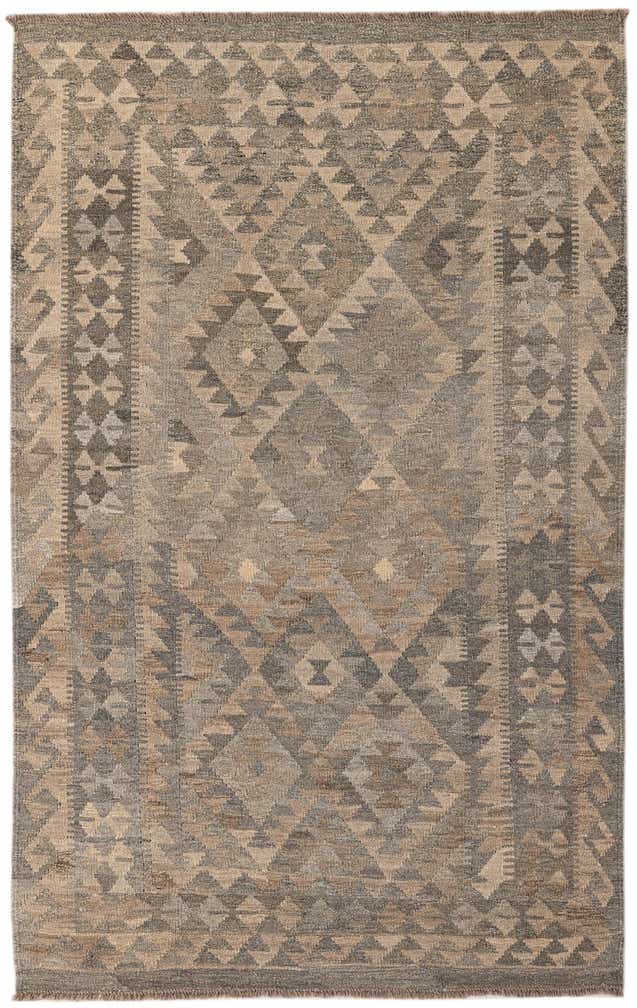 4' x 6' 6 Hand Woven Kilim Maymana Wool Rug