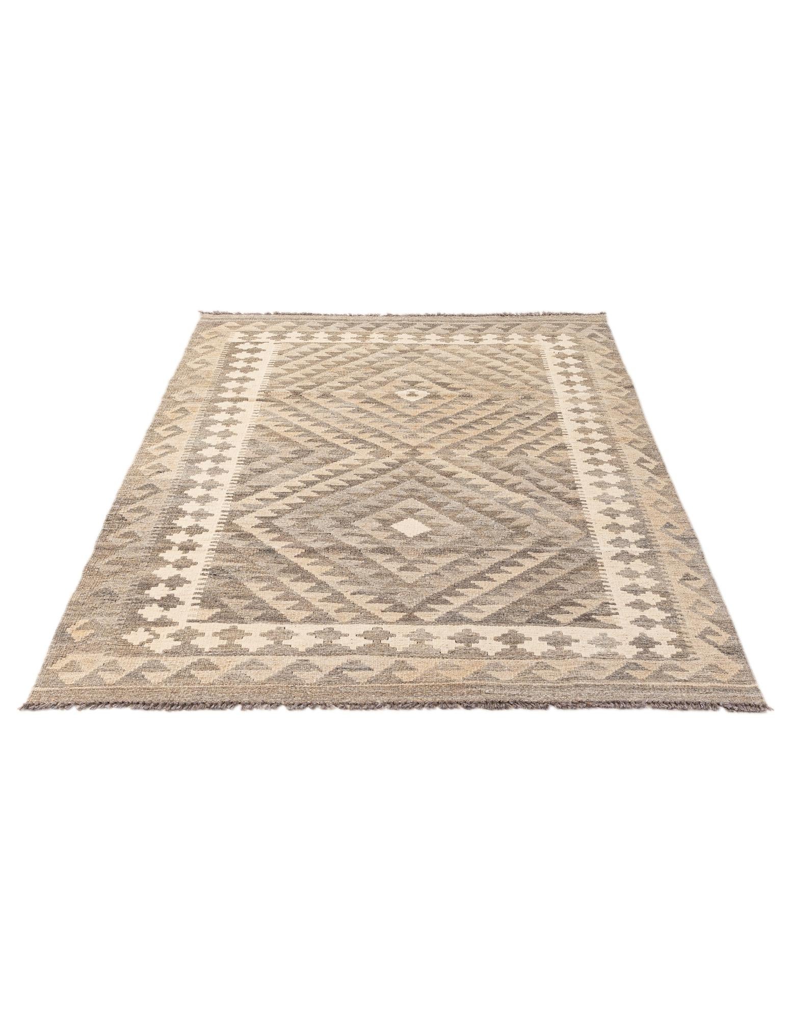 4' 1 x 6' 4 Hand Woven Kilim Maymana Wool Rug