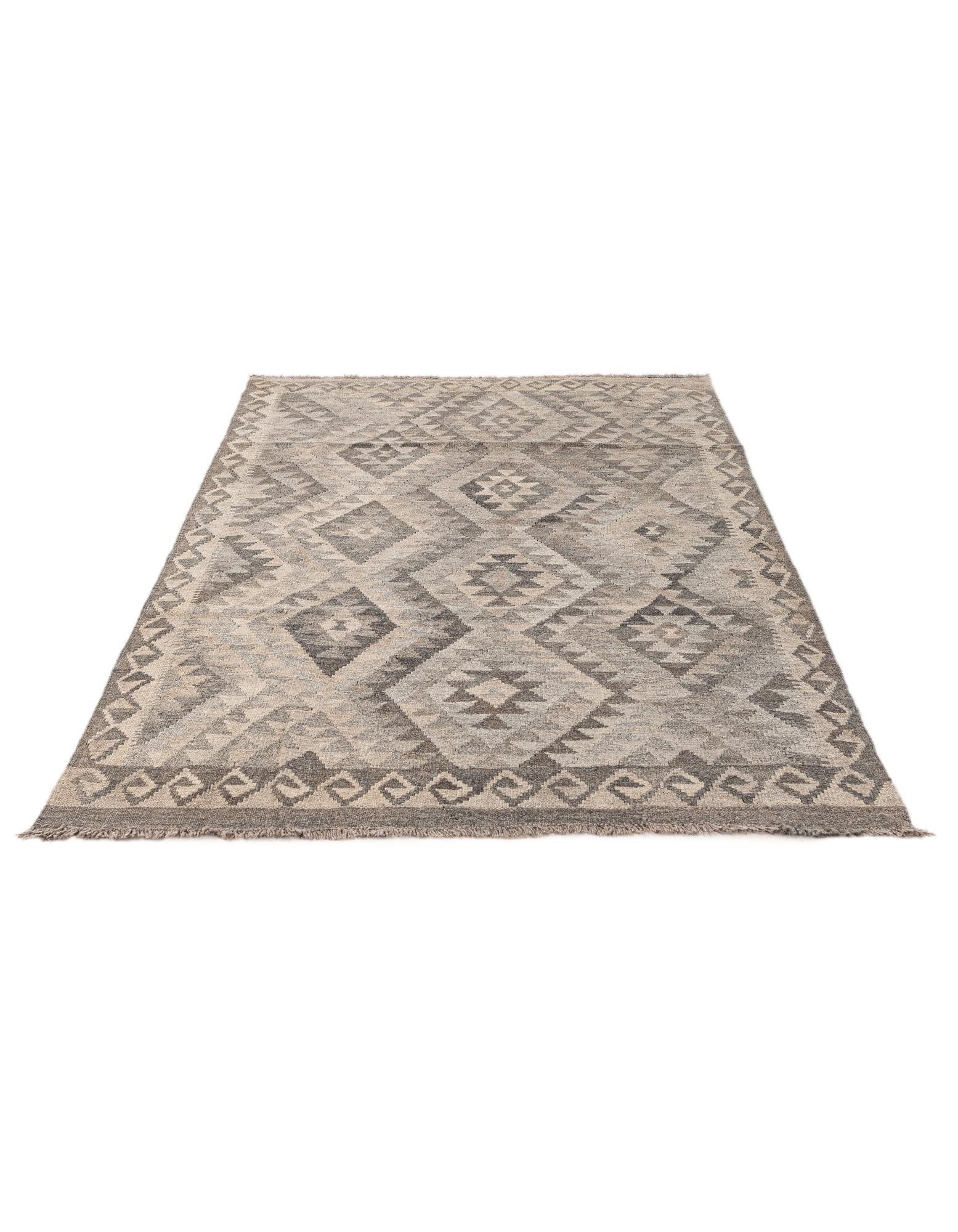 4' 1 x 6' 3 Hand Woven Kilim Maymana Wool Rug