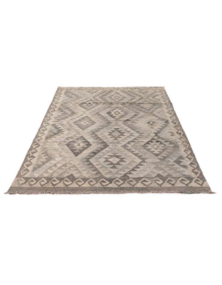 4' 1 x 6' 3 Hand Woven Kilim Maymana Wool Rug