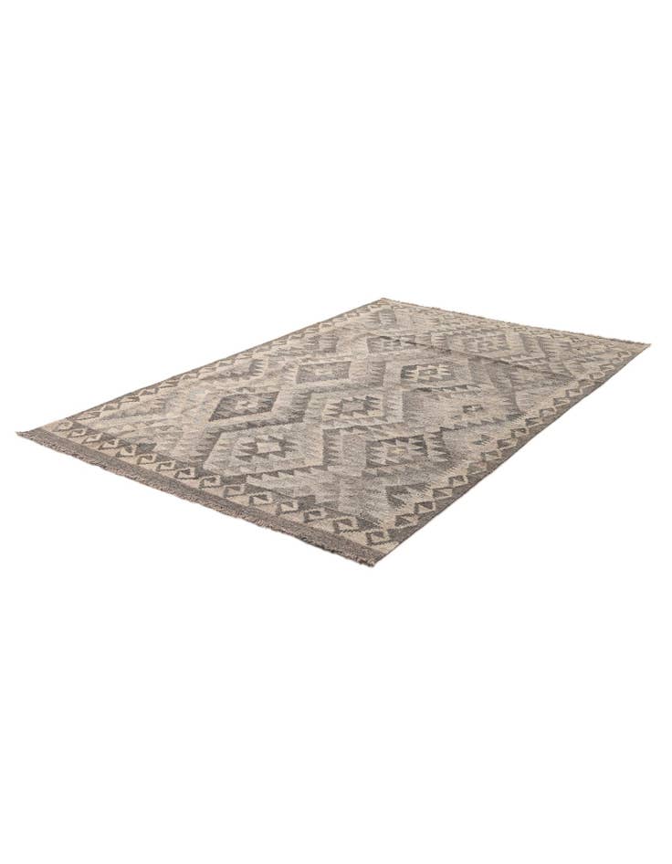 Detail image of 4' 1 x 6' 3 Hand Woven Kilim Maymana Wool Rug