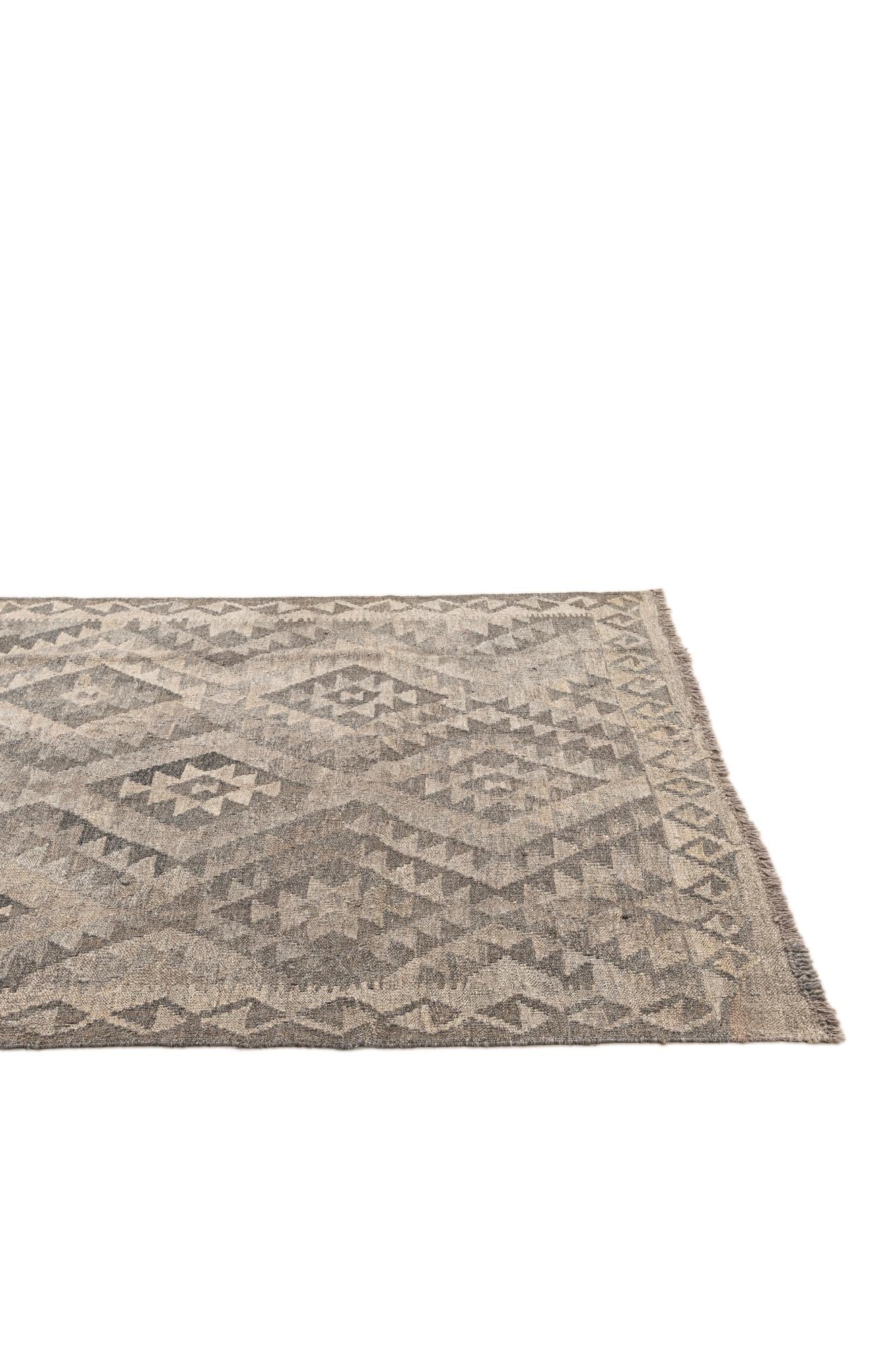 4' 1 x 6' 3 Hand Woven Kilim Maymana Wool Rug