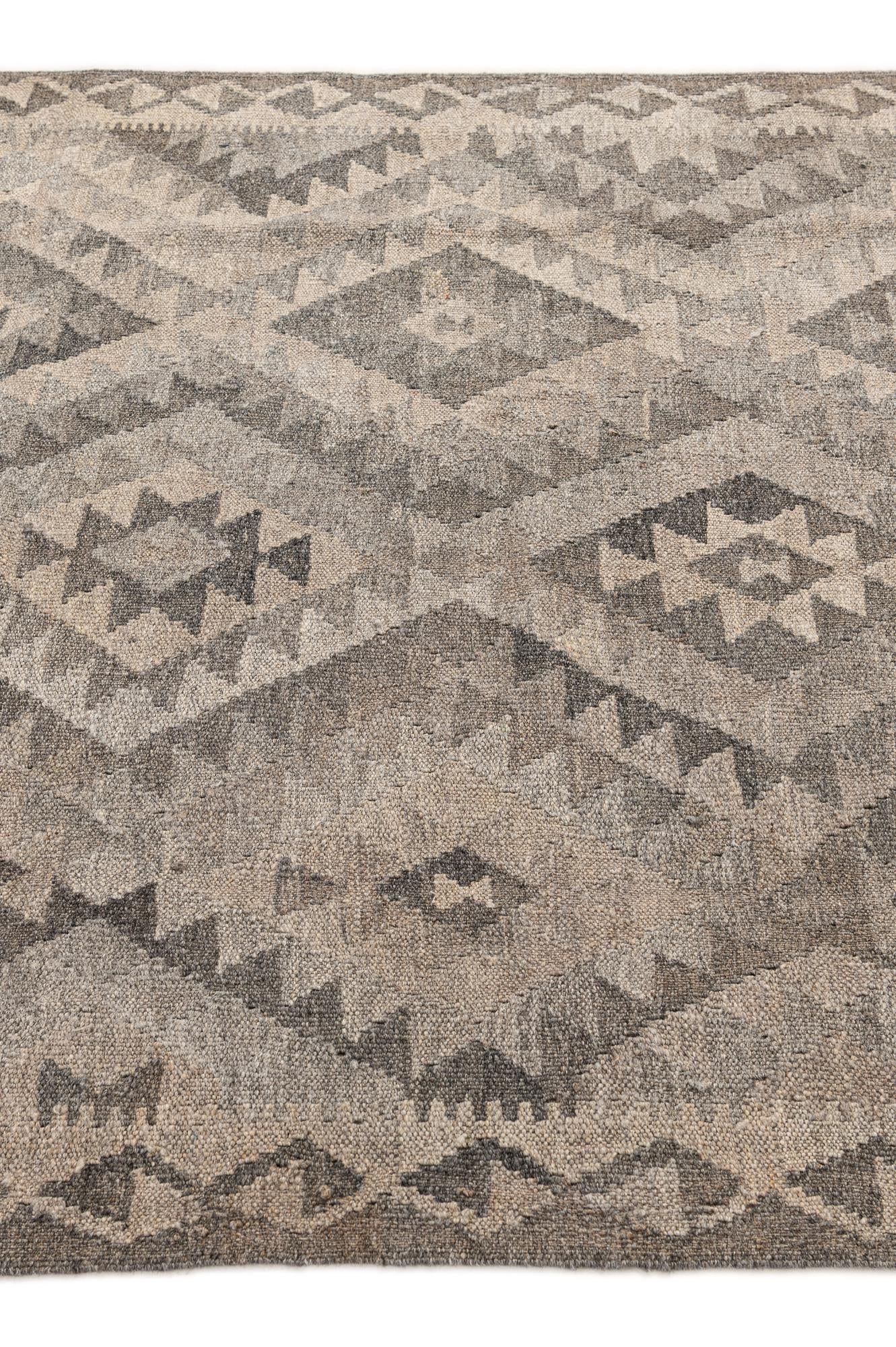 4' 1 x 6' 3 Hand Woven Kilim Maymana Wool Rug