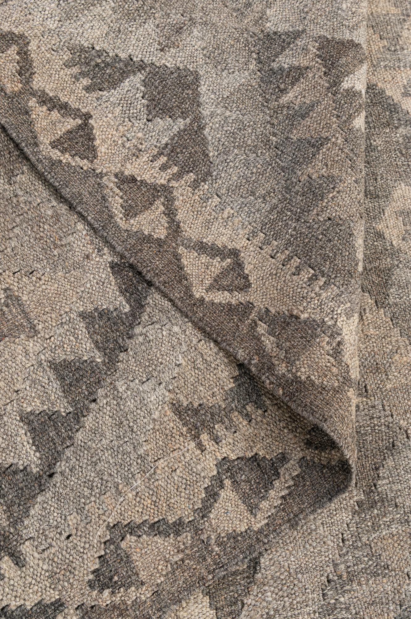 4' 1 x 6' 3 Hand Woven Kilim Maymana Wool Rug