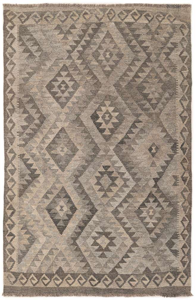 4' 1 x 6' 3 Hand Woven Kilim Maymana Wool Rug