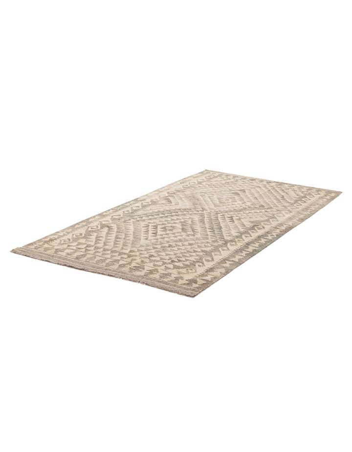 4' x 7' 3 Hand Woven Kilim Maymana Wool Rug