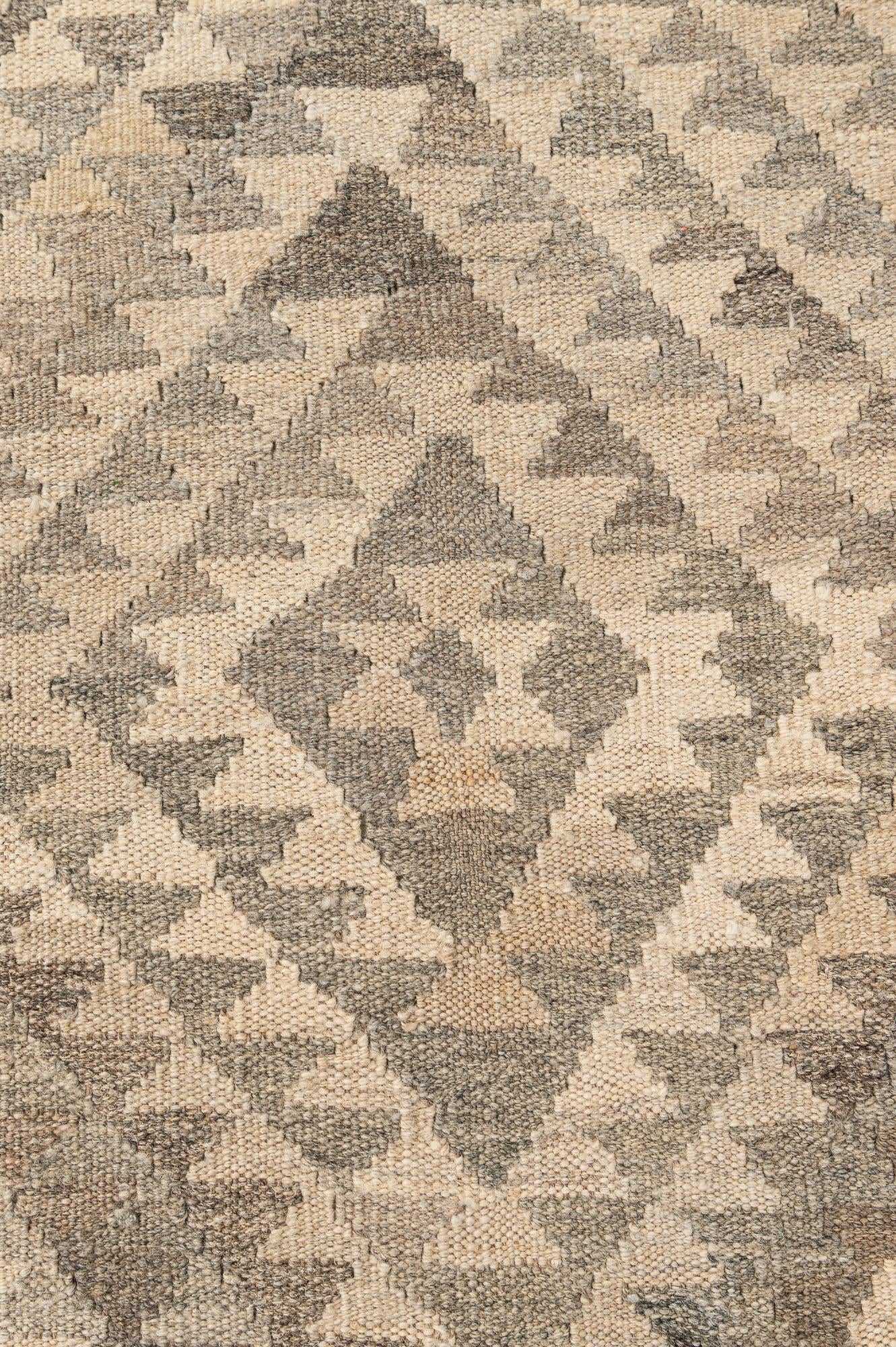 4' x 7' 3 Hand Woven Kilim Maymana Wool Rug