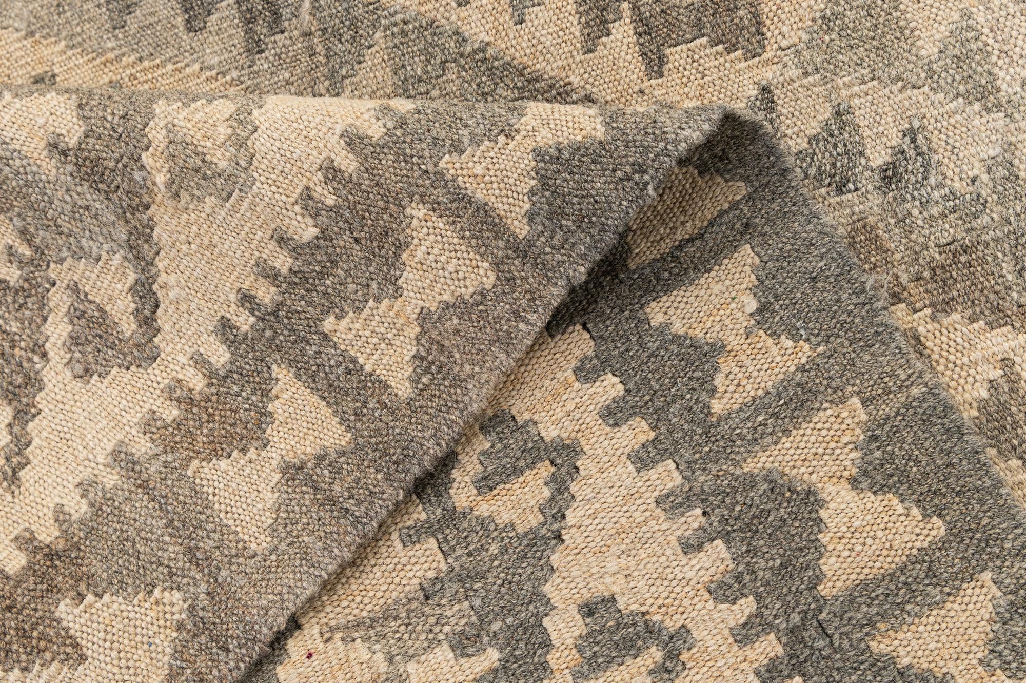 4' x 7' 3 Hand Woven Kilim Maymana Wool Rug