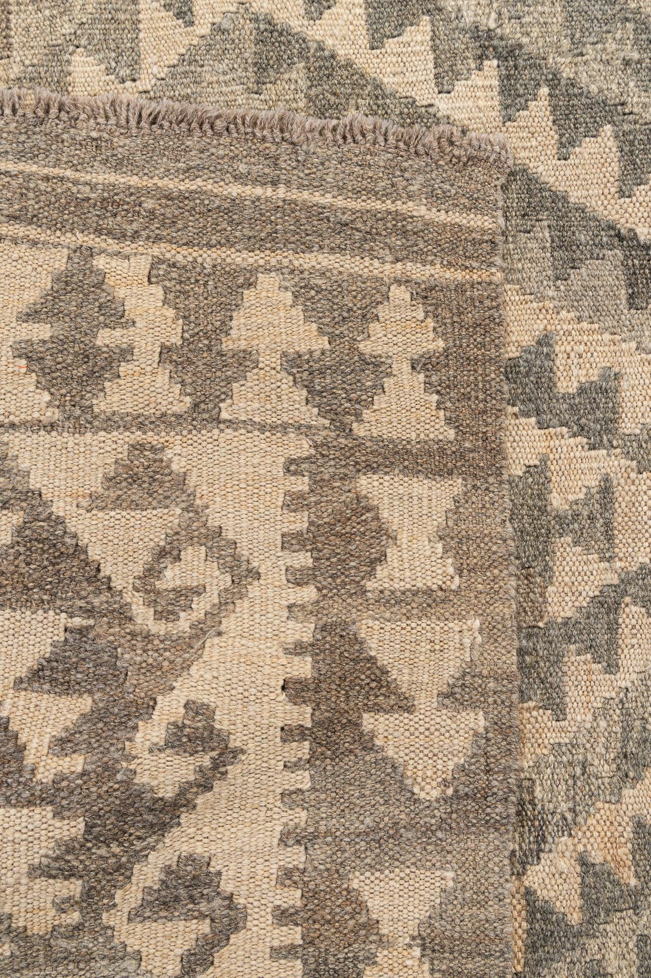 4' x 7' 3 Hand Woven Kilim Maymana Wool Rug