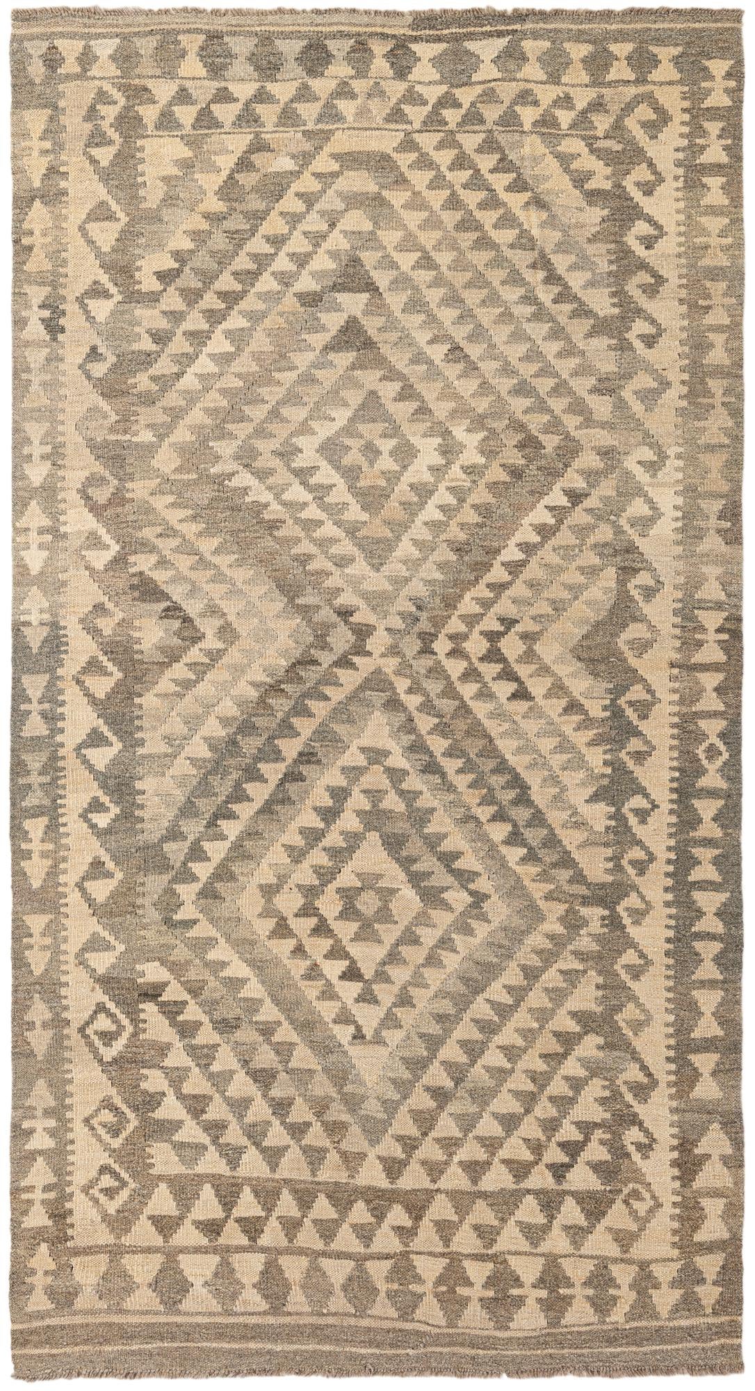 4' x 7' 3 Hand Woven Kilim Maymana Wool Rug