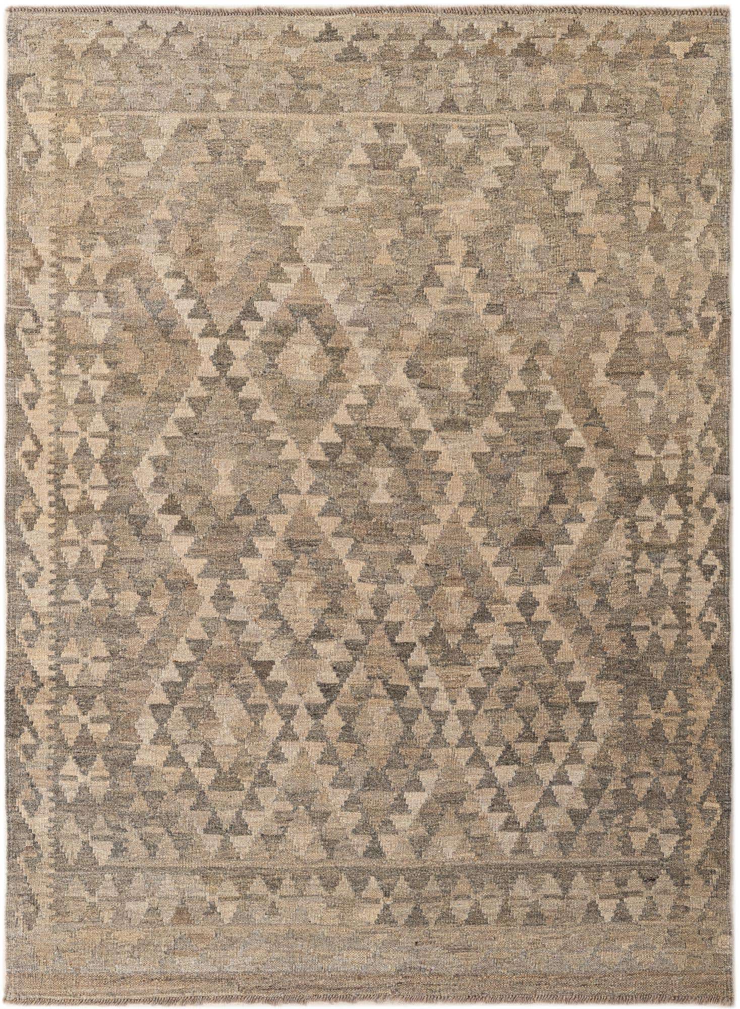 4' 3 x 5' 8 Hand Woven Kilim Maymana Wool Rug