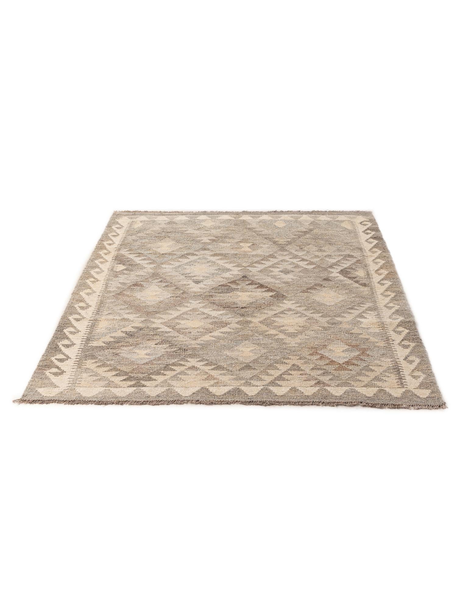 4' 3 x 5' 8 Hand Woven Kilim Maymana Wool Rug