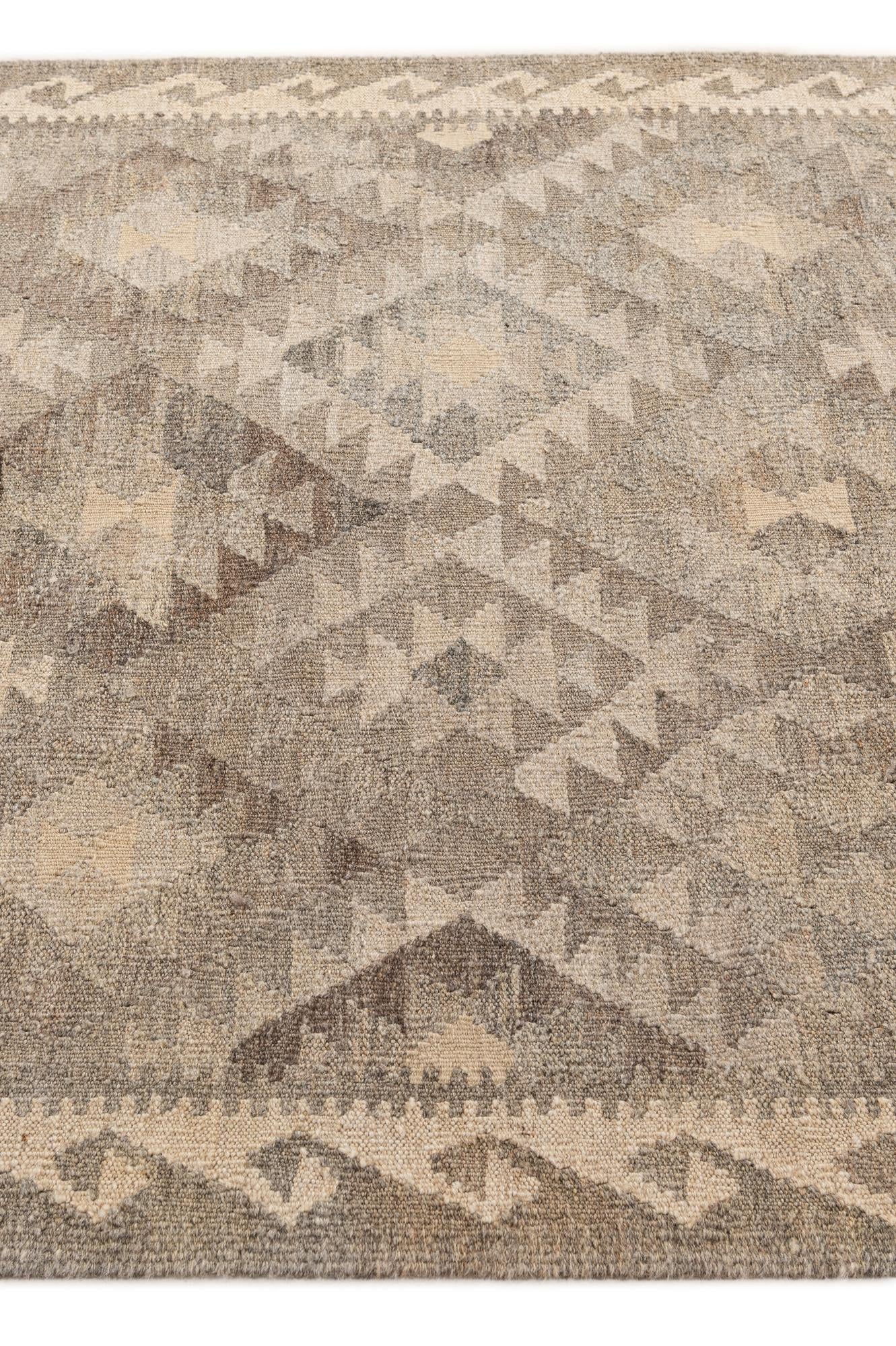 4' 3 x 5' 8 Hand Woven Kilim Maymana Wool Rug