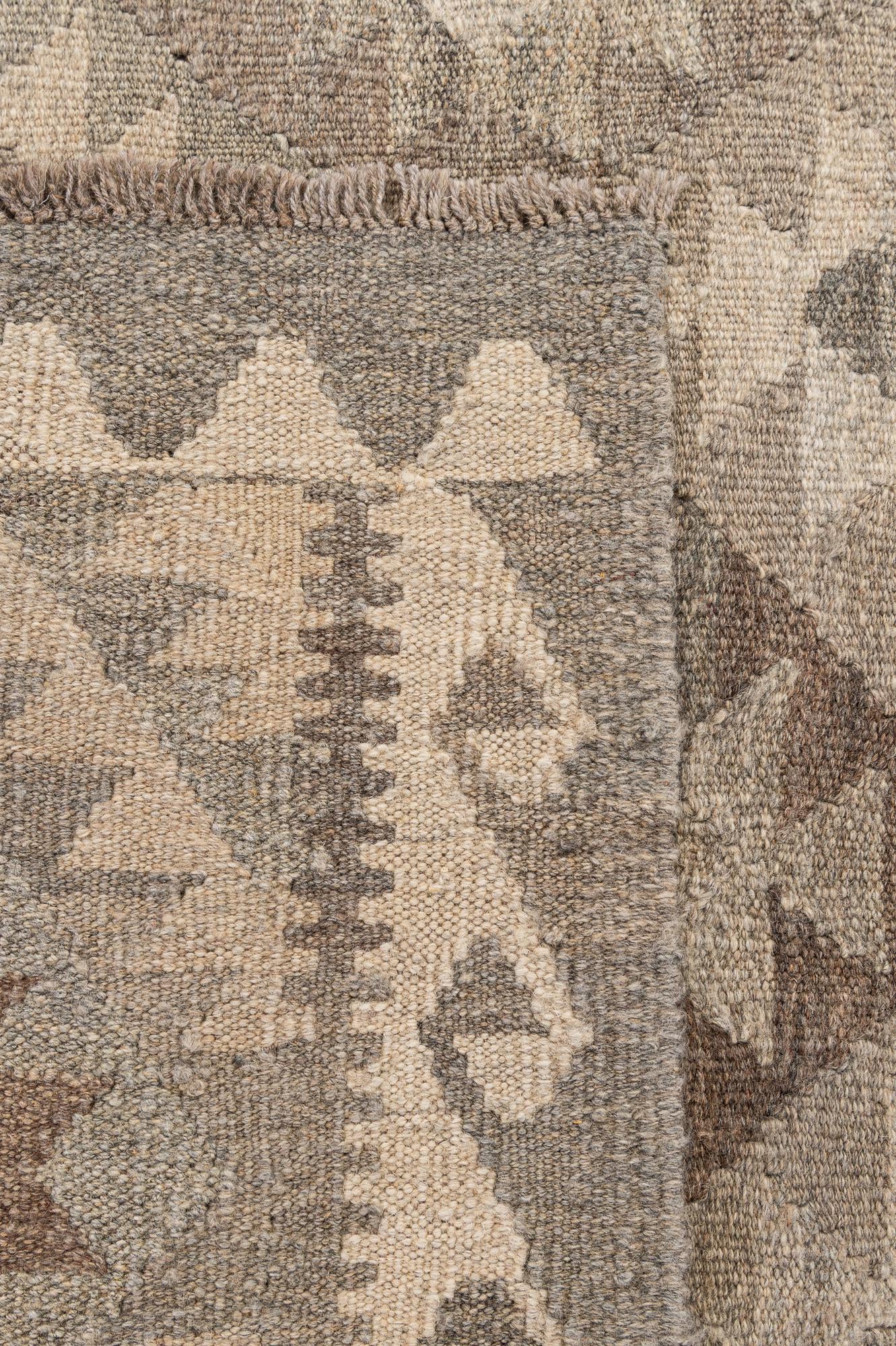 4' 3 x 5' 8 Hand Woven Kilim Maymana Wool Rug