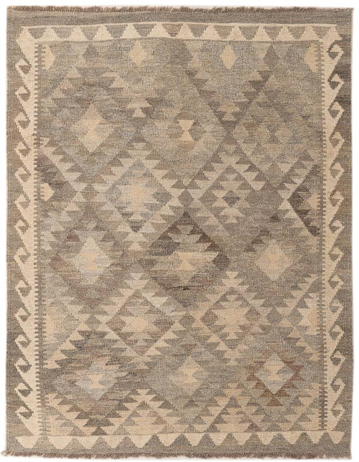 Detail image of 4' 3 x 5' 8 Hand Woven Kilim Maymana Wool Rug