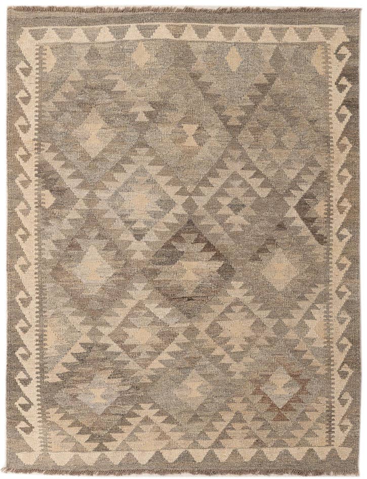 Detail image of 4' 3 x 5' 8 Hand Woven Kilim Maymana Wool Rug